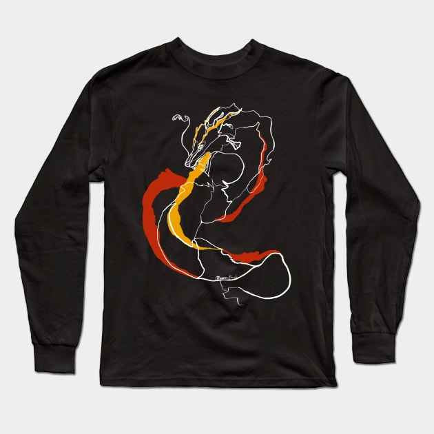 Single Line - Dragon (White) Long Sleeve T-Shirt by MaxencePierrard